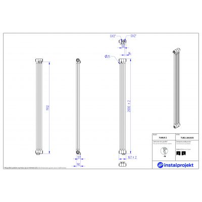 Instal Projekt Tubus 2 grzejnik pokojowy 200x16,7 cm biały TUB2-200/03V