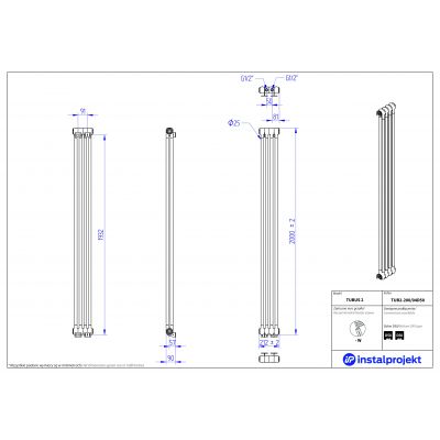 Instal Projekt Tubus 2 grzejnik 200x21,2 cm biały TUB2-200/04D50
