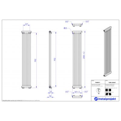 Instal Projekt Tubus 2 grzejnik pokojowy 200x34,9 cm biały TUB2-200/07