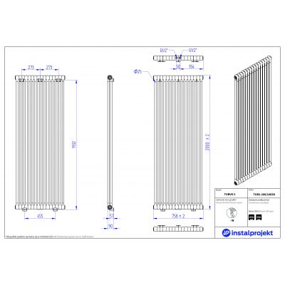 Instal Projekt Tubus 2 grzejnik 200x75,8 cm biały TUB2-200/16D50