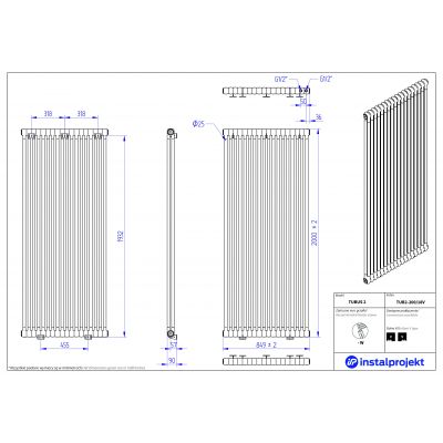 Instal Projekt Tubus 2 grzejnik pokojowy 200x84.9 cm biały TUB2-200/18V