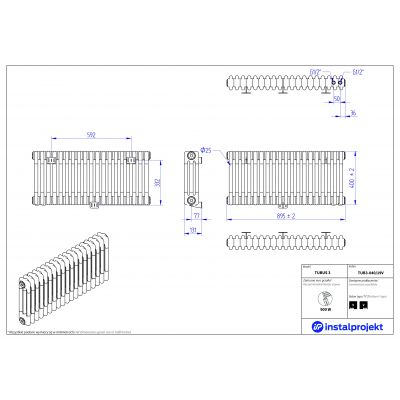 Instal Projekt Tubus 3 grzejnik 40x89,5 cm podłączenie typu V biały TUB3-040/19V