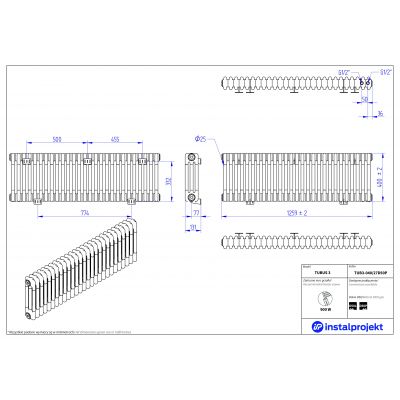 Instal Projekt Tubus 3 grzejnik 125,9x40 cm biały TUB3-040/27D50P