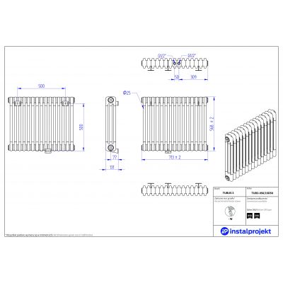 Instal Projekt Tubus 3 grzejnik pokojowy 56,8x71,3 cm biały TUB3-050/15D50