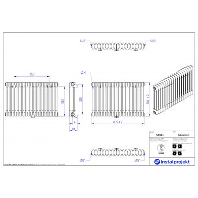 Instal Projekt Tubus 3 grzejnik 89,5x56,8 cm podłączenie boczne biały TUB3-050/19