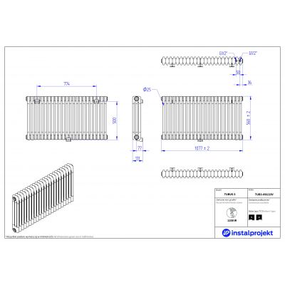 Instal Projekt Tubus 3 grzejnik pokojowy 56,8x107,7 cm podłączenie dolne biały TUB3-050/23V