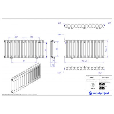 Instal Projekt Tubus 3 grzejnik 56,8x130,4 cm biały TUB3-050/28