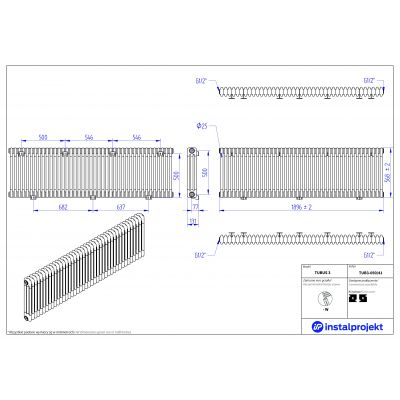 Instal Projekt Tubus 3 grzejnik 56,8x189,6 cm biały TUB3-050/41
