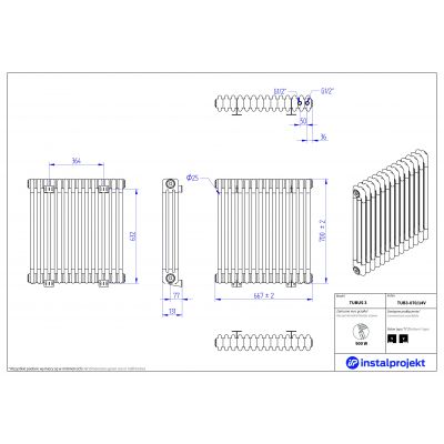 Instal Projekt Tubus 3 grzejnik 70x66,7 cm podłączenie typu V biały TUB3-070/14V