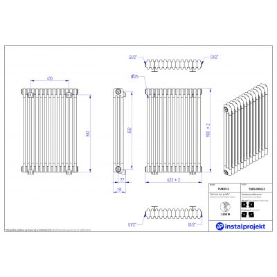 Instal Projekt Tubus 3 grzejnik 90x62,2 cm biały TUB3-090/13