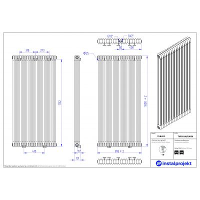 Instal Projekt Tubus 3 grzejnik 180x89,5 cm biały TUB3-180/19D50