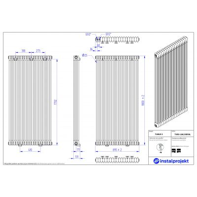 Instal Projekt Tubus 3 grzejnik 180x89,5 cm biały TUB3-180/19D50L