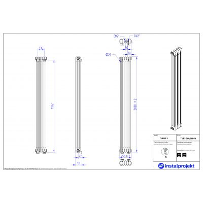 Instal Projekt Tubus 3 grzejnik 200x25,8 cm podłączenie D50 środkowe biały TUB3-200/05D50