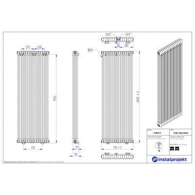 Instal Projekt Tubus 3 grzejnik 200x71,3cm biały TUB3-200/15D50