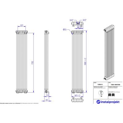 Instal Projekt Tubus 3 grzejnik pokojowy 180x34,9 cm podłączenie dolne transparentny TUB3-180/07D50C1100