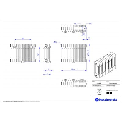 Instal Projekt Tubus 4 grzejnik 40x57,6 cm biały TUB4-040/12V