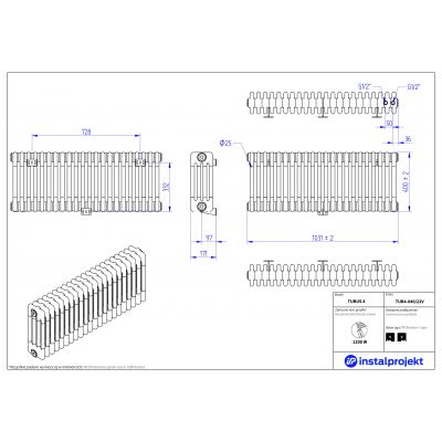 Instal Projekt Tubus 4 grzejnik 40x103,1 cm biały TUB4-040/22V