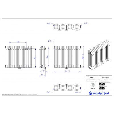 Instal Projekt Tubus 4 grzejnik 56,8x71,3 cm biały TUB4-050/15