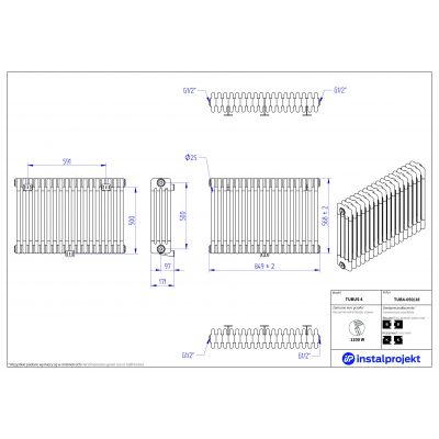 Instal Projekt Tubus 4 grzejnik 56,8x84,9 cm biały TUB4-050/18