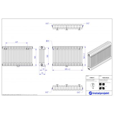 Instal Projekt Tubus 4 grzejnik 56,8x89,5 cm biały TUB4-050/19