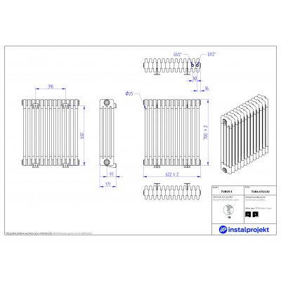 Instal Projekt Tubus 4 grzejnik 70x62,2 cm biały TUB4-070/13V