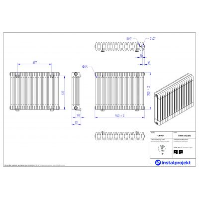 Instal Projekt Tubus 4 grzejnik 70x94 cm biały TUB4-070/20V