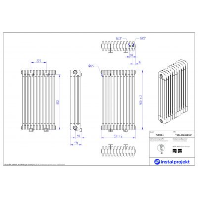 Instal Projekt Tubus 4 grzejnik 90x53,1 cm biały TUB4-090/11D50P