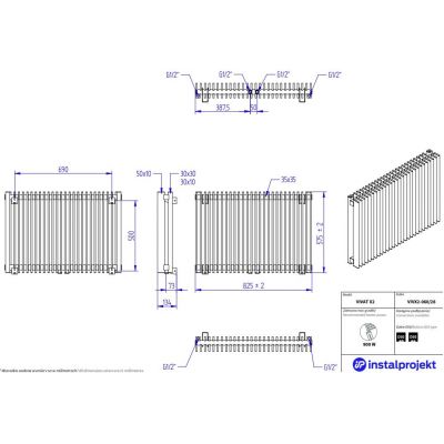 Instal Projekt Vivat X 2 grzejnik pokojowy 57,5x82,5 cm podłączenie dolne biały VIVX2-060/28