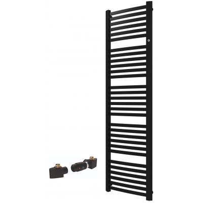 Zestaw Instal Projekt Retto grzejnik łazienkowy 180x54 cm z zestawem termostatycznym Z17 prawym czarny (RET50180C31, 606400001C31)