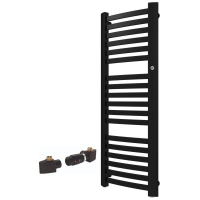 Zestaw Instal Projekt Retto grzejnik łazienkowy 107,2x41,2 cm z zestawem termostatycznym Z17 prawym czarny (RET40110C31, 606400001C31)