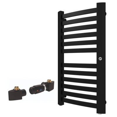 Zestaw Instal Projekt Retto grzejnik łazienkowy 70,8x41,2 cm z zestawem termostatycznym Z17 prawym czarny (RET4070C31, 606400001C31)