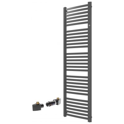 Zestaw Instal Projekt Retto grzejnik łazienkowy drabinkowy 180x54 cm  z zestawem termostatycznym Z17 prawym grafit (RET50180C12, 606400001C12)