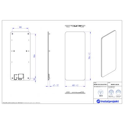 Instal Projekt Bionic Eco Electro grzejnik elektryczny 116,4x48 cm biały mat BIOEE1-50/120C34