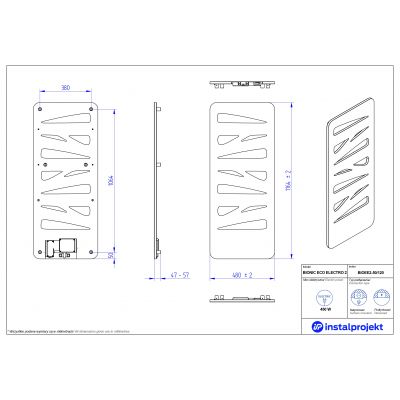 Instal Projekt Bionic Eco Electro grzejnik elektryczny 116,4x48 cm biały mat BIOEE2-50/120C34