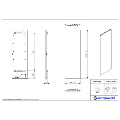 Instal Projekt Eos Electro grzejnik elektryczny 120,6x38,6 cm biały mat/ekran biały spiek kwarcowy EOSE-40/120E34SK1