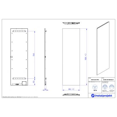 Instal Projekt Eos Electro grzejnik elektryczny 160,6x48,6 cm biały mat/lustro srebrne EOSE-50/160E34L01