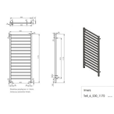 Imers Tell grzejnik łazienkowy drabinkowy 117x53 cm czarny G01753011705
