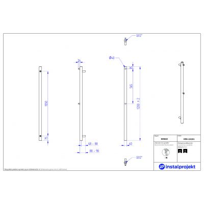 Instal Projekt Hengo grzejnik łazienkowy dekoracyjny 120x4 cm czarny mat HEN-120/01C31