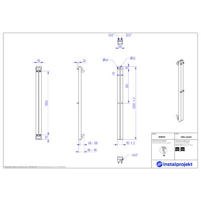 Instal Projekt Hengo grzejnik łazienkowy dekoracyjny 120x9 cm biały mat HEN-120/02C34