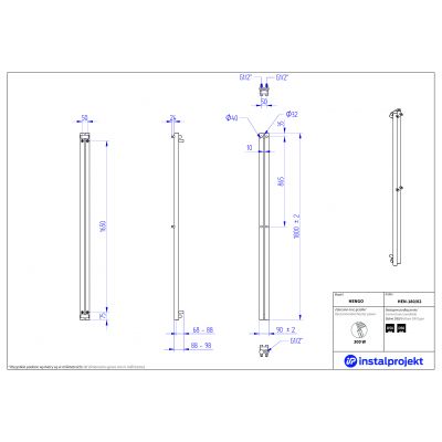 Instal Projekt Hengo grzejnik łazienkowy dekoracyjny 180x9 cm czarny mat HEN-180/02C31