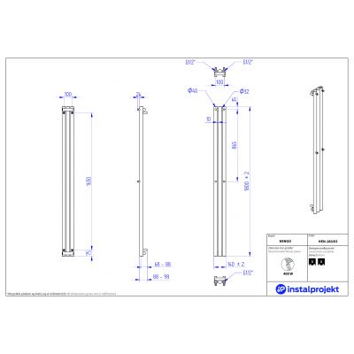 Instal Projekt Hengo grzejnik łazienkowy dekoracyjny 180x14 cm czarny mat HEN-180/03C31
