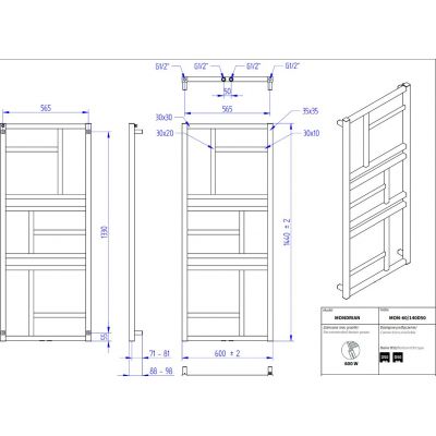 Instal Projekt Mondrian grzejnik łazienkowy 144x60 cm czarny mat MON-60/140D50C31