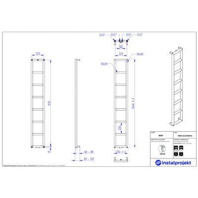 Instal Projekt Nari grzejnik łazienkowy dekoracyjny 164x25 cm biały NAR-25/160D50
