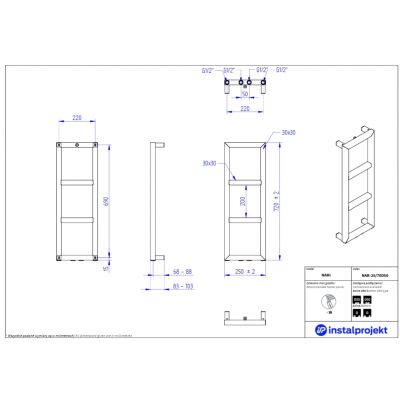 Instal Projekt Nari grzejnik łazienkowy dekoracyjny 72x25 cm biały NAR-25/70D50
