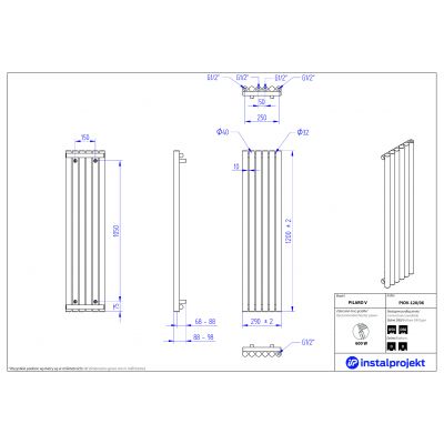 Instal Projekt Pilaro V grzejnik łazienkowy dekoracyjny 120x29 cm biały mat PIOV-120/06C34