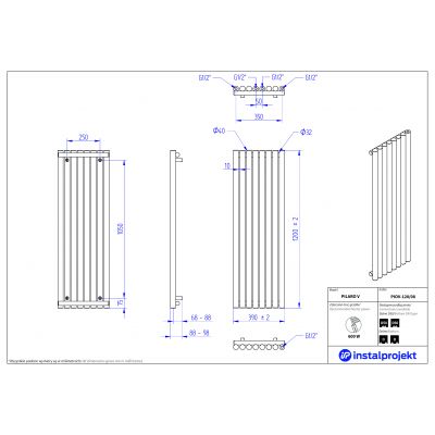 Instal Projekt Pilaro V grzejnik łazienkowy dekoracyjny 120x39 cm biały mat PIOV-120/08C34