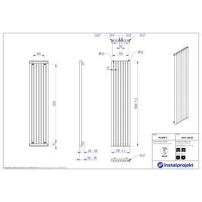 Instal Projekt Pilaro V grzejnik łazienkowy dekoracyjny 180x39 cm czarny mat PIOV-180/08C31