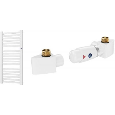 Zestaw Instal Projekt Retto grzejnik łazienkowy 107,2x54 cm z zaworem termostatycznym Z17 prawym biały RET-50/110+606400001