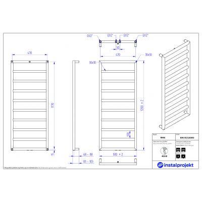 Instal Projekt Rima grzejnik łazienkowy drabinkowy 120x50 cm biały RIM-50/120D50