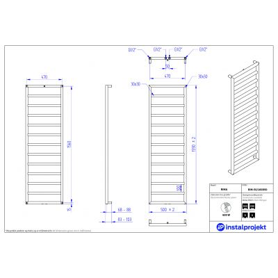 Instal Projekt Rima grzejnik łazienkowy drabinkowy 159x50 cm biały RIM-50/160D50